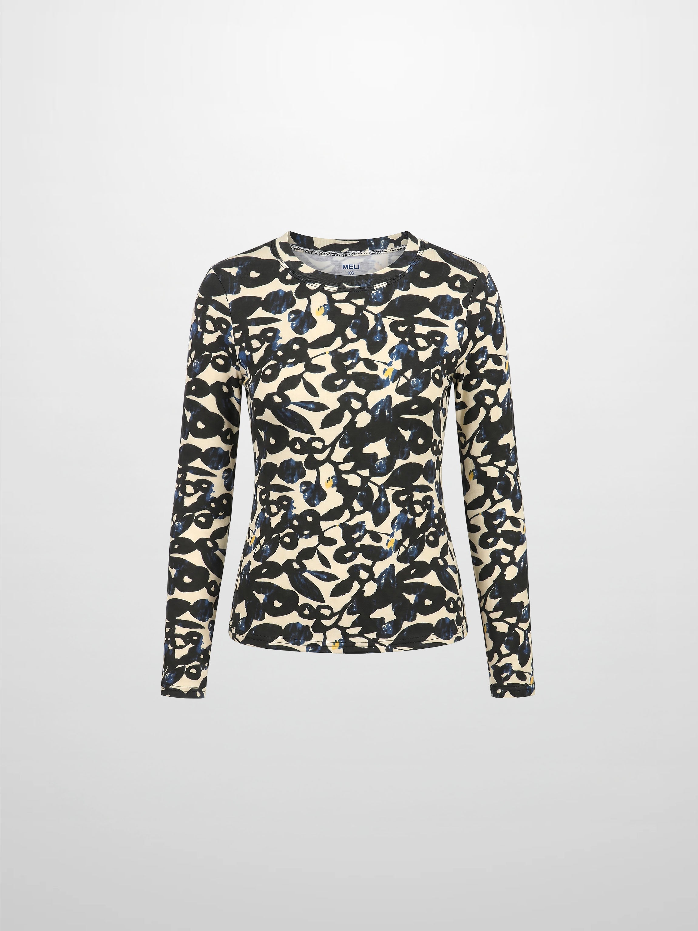 Basic Printed T-shirt-Black and Blue Mosaic