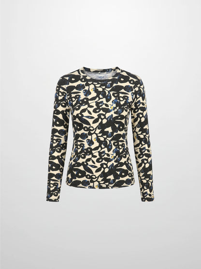 Basic Printed T-shirt-Black and Blue Mosaic