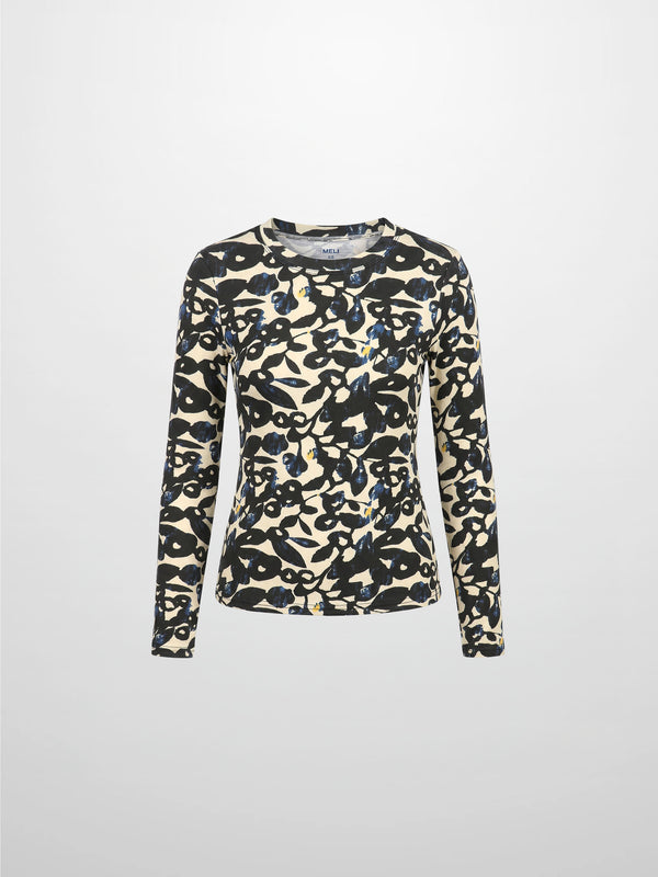 Basic Printed T-shirt-Black and Blue Mosaic
