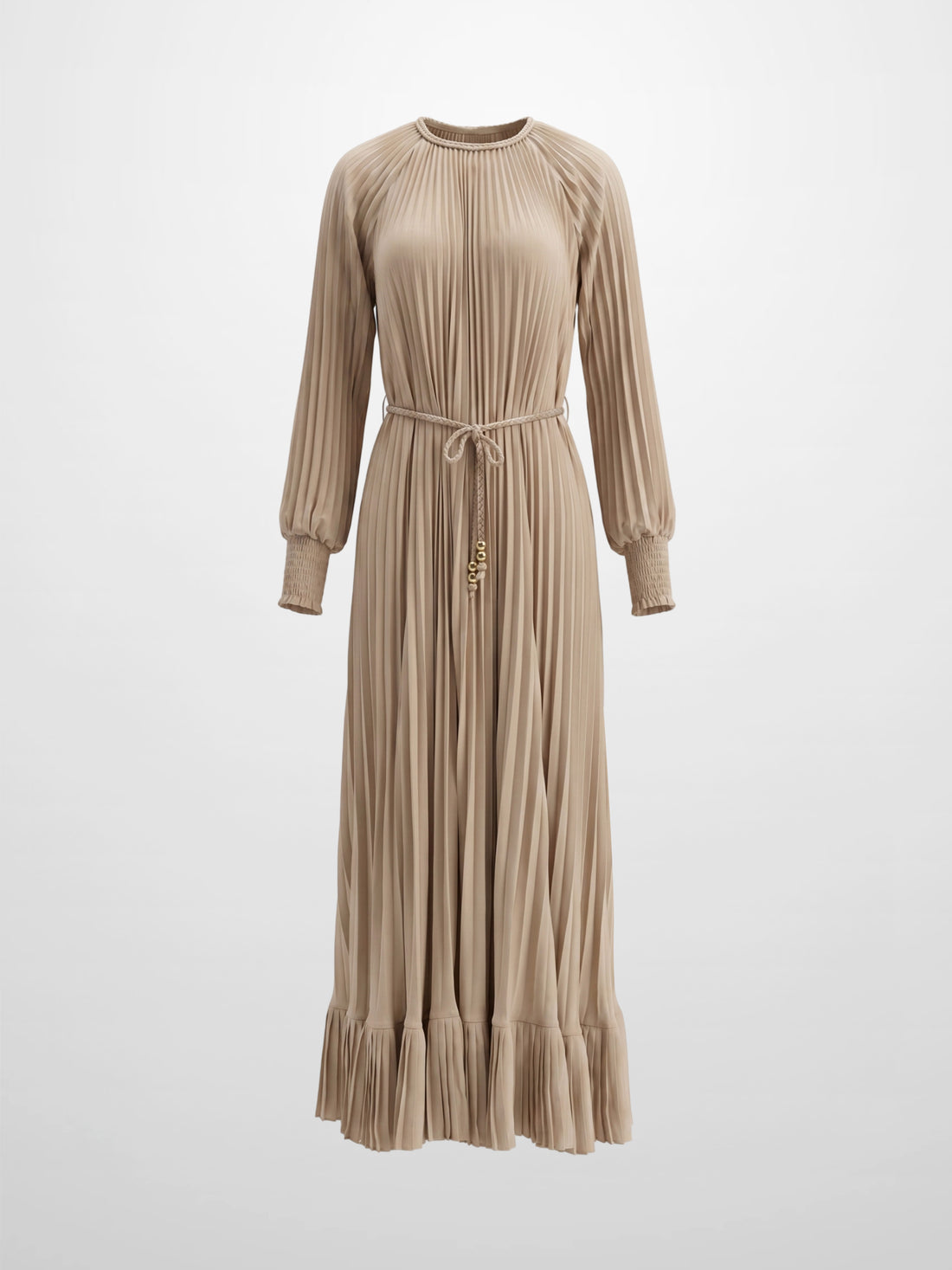 Micro Pleat Dress-Tan