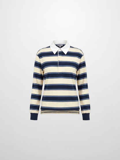 Wide Stripe Rugby T-Shirt-Navy Stripe