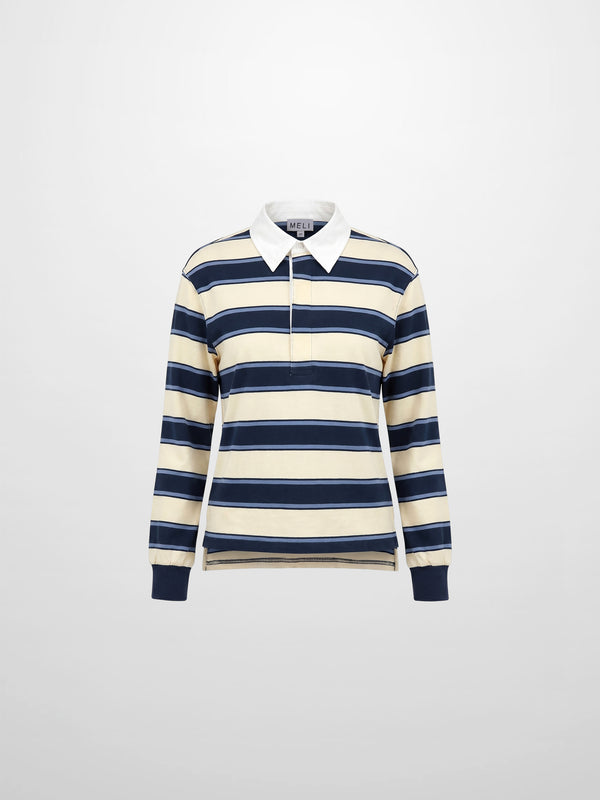 Wide Stripe Rugby T-Shirt-Navy Stripe