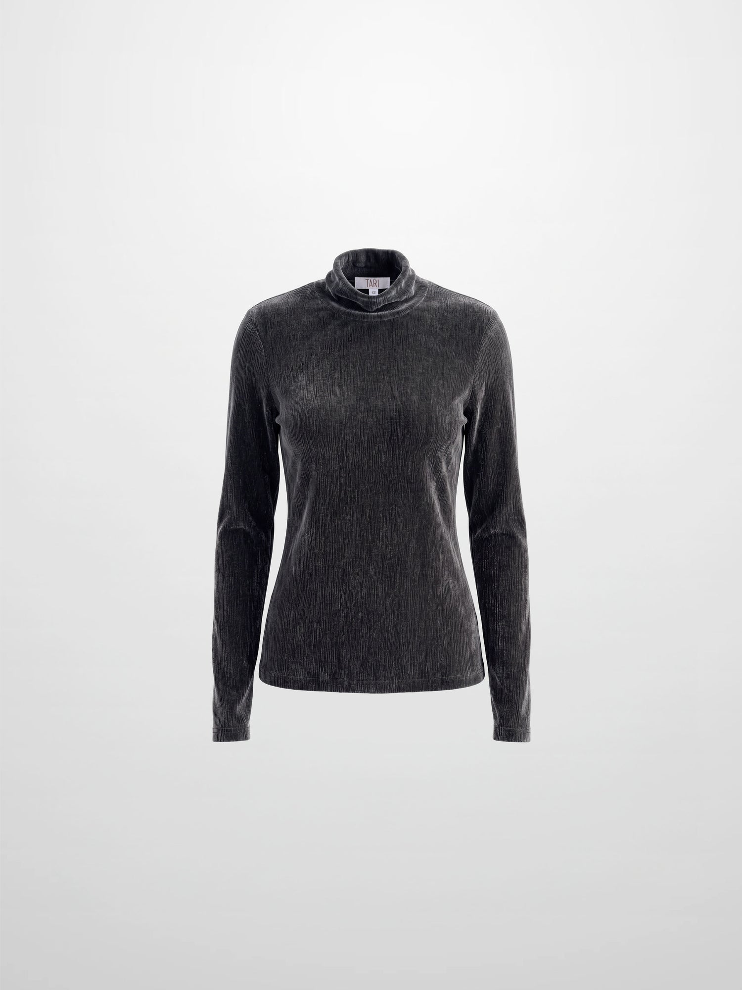 Textured Velour Turtleneck - Dark Grey