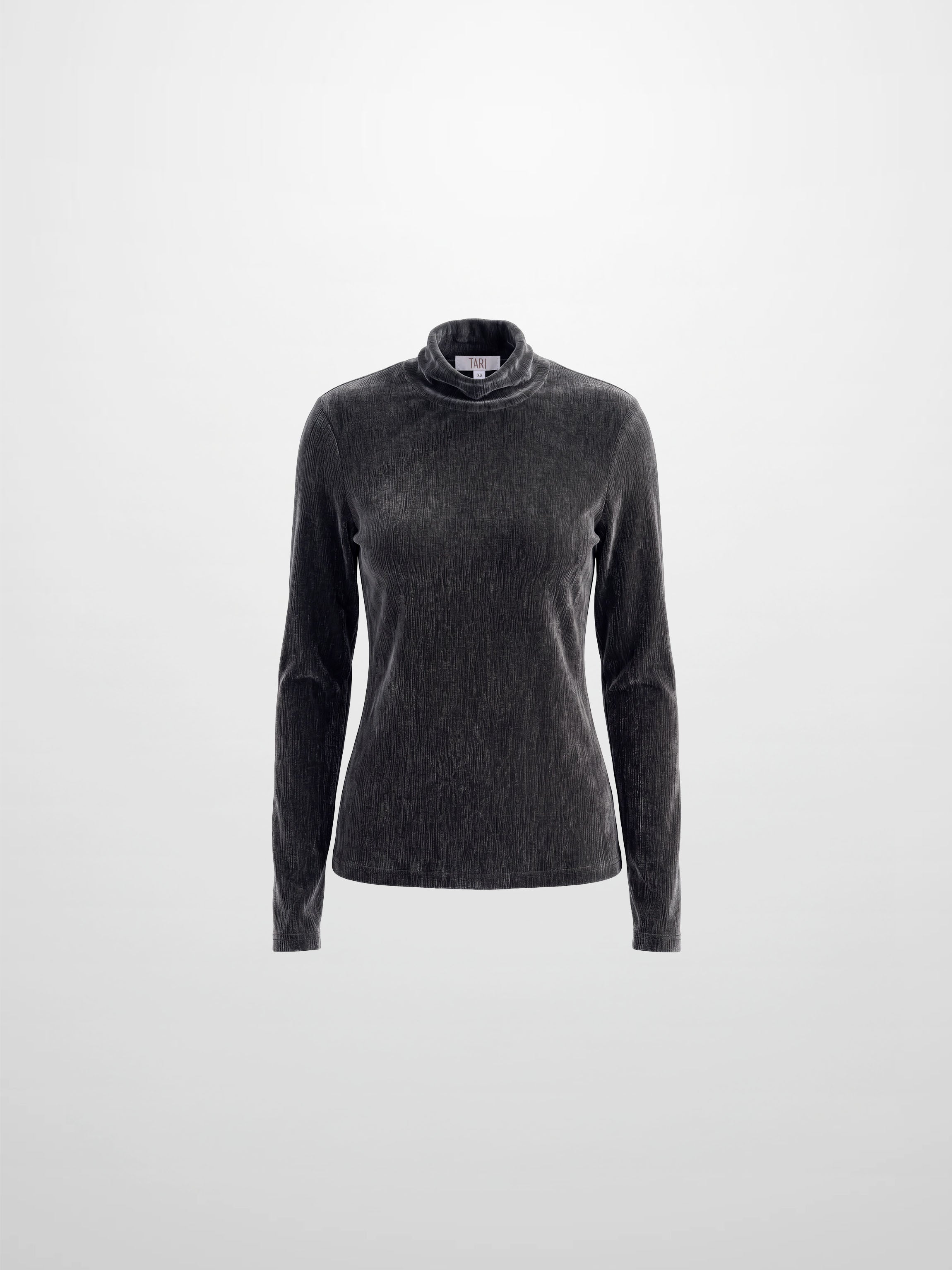 Textured Velour Turtleneck - Dark Grey