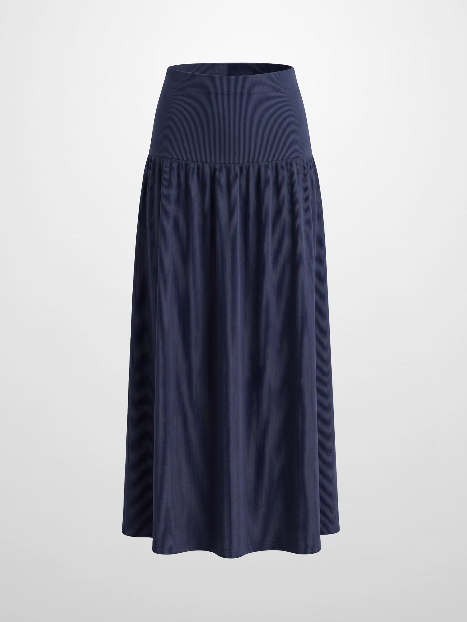 T-Shirt Ribbed Yoke Skirt-Navy