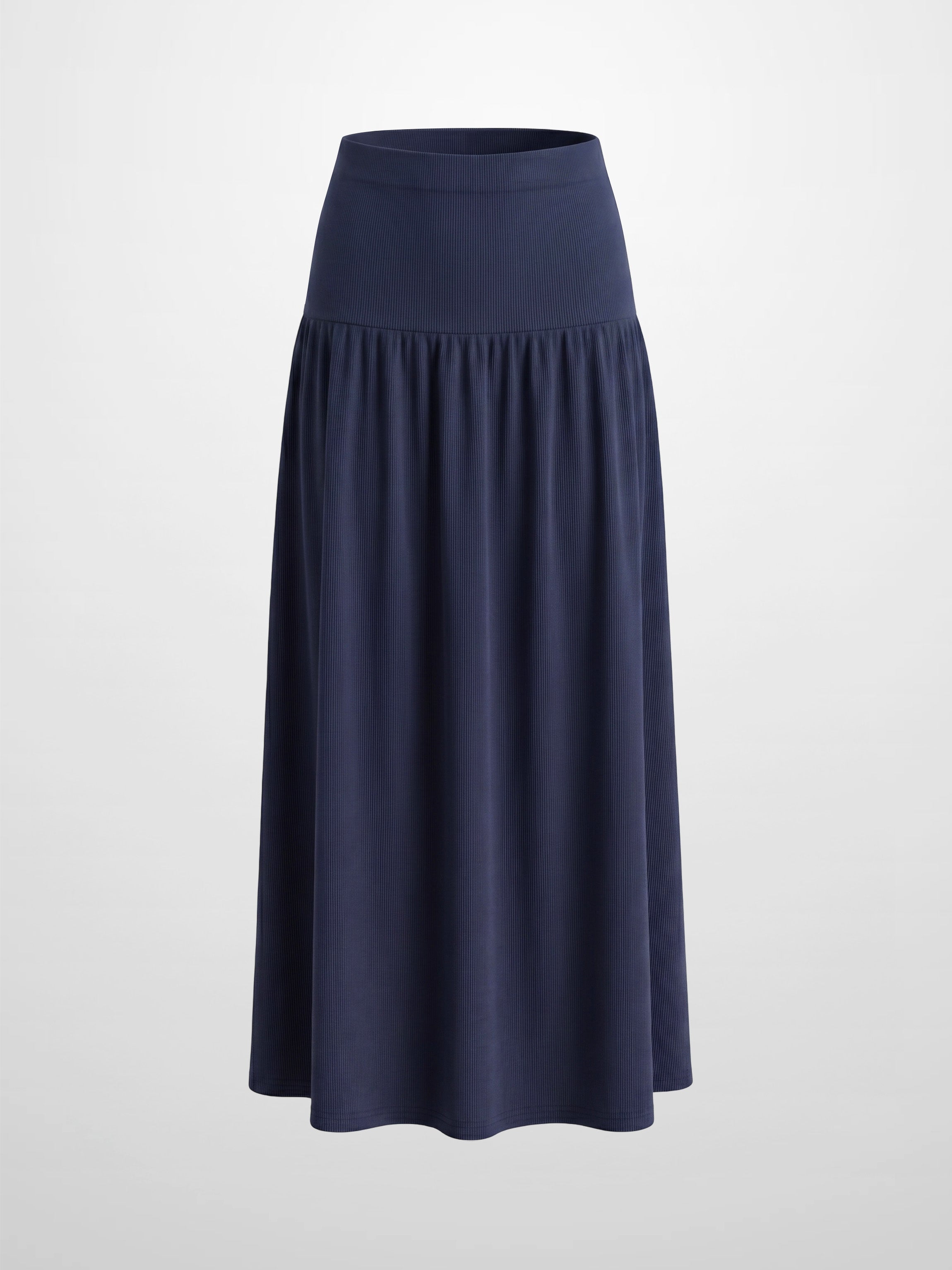 T-Shirt Ribbed Yoke Skirt-Navy