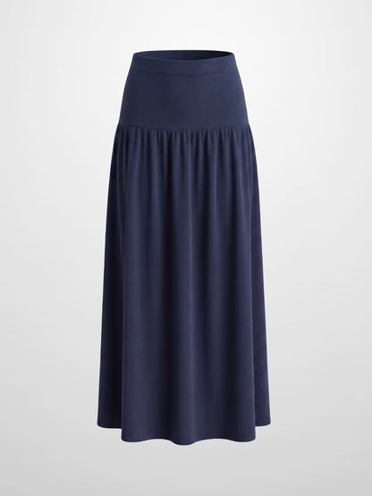 T-Shirt Ribbed Yoke Skirt-Navy
