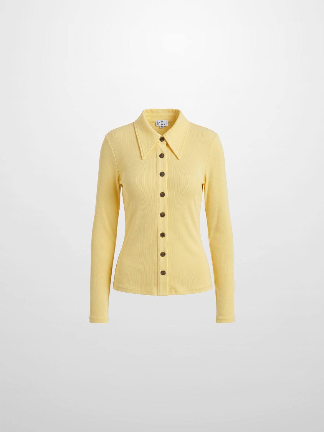 Ribbed Button Down Shirt-Butter Yellow