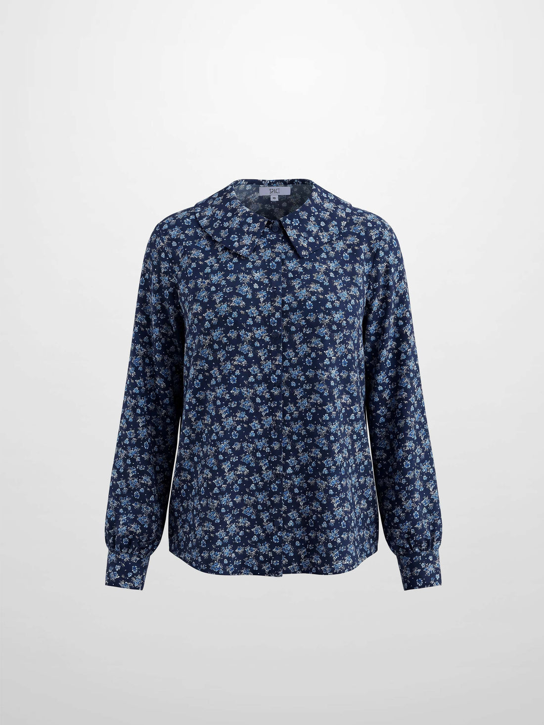 Peter Pan Collar Blouse-Blue Floral