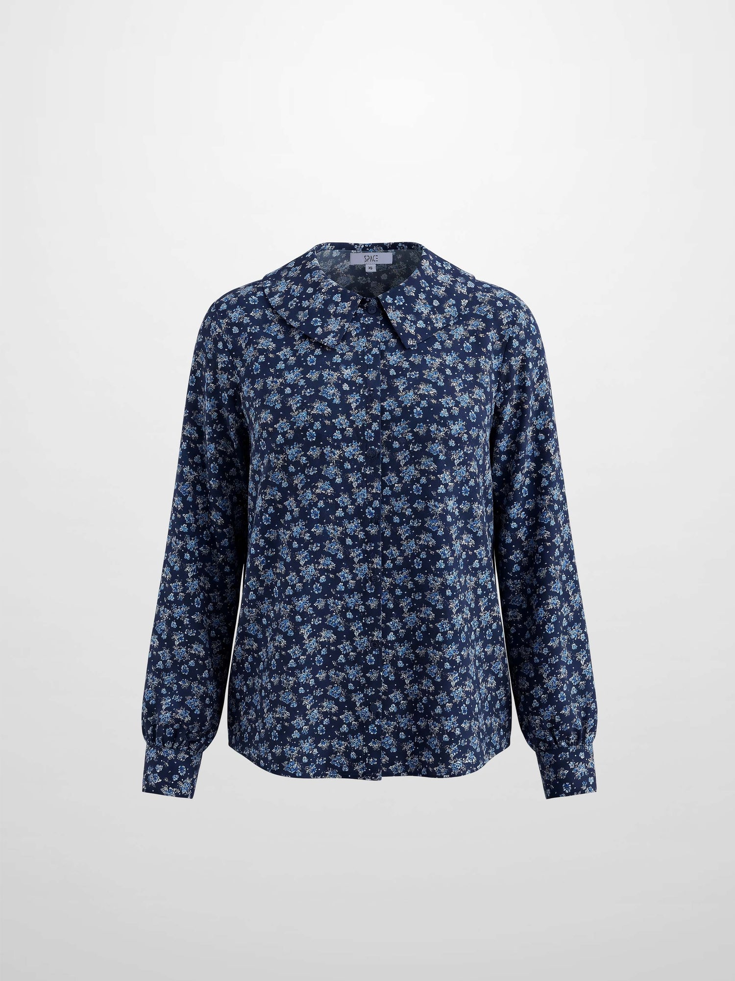 Peter Pan Collar Blouse-Blue Floral