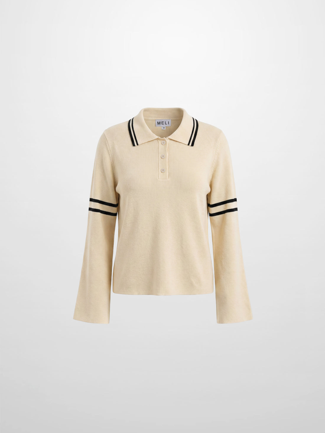 Bell Sleeve Polo-Cream/Black