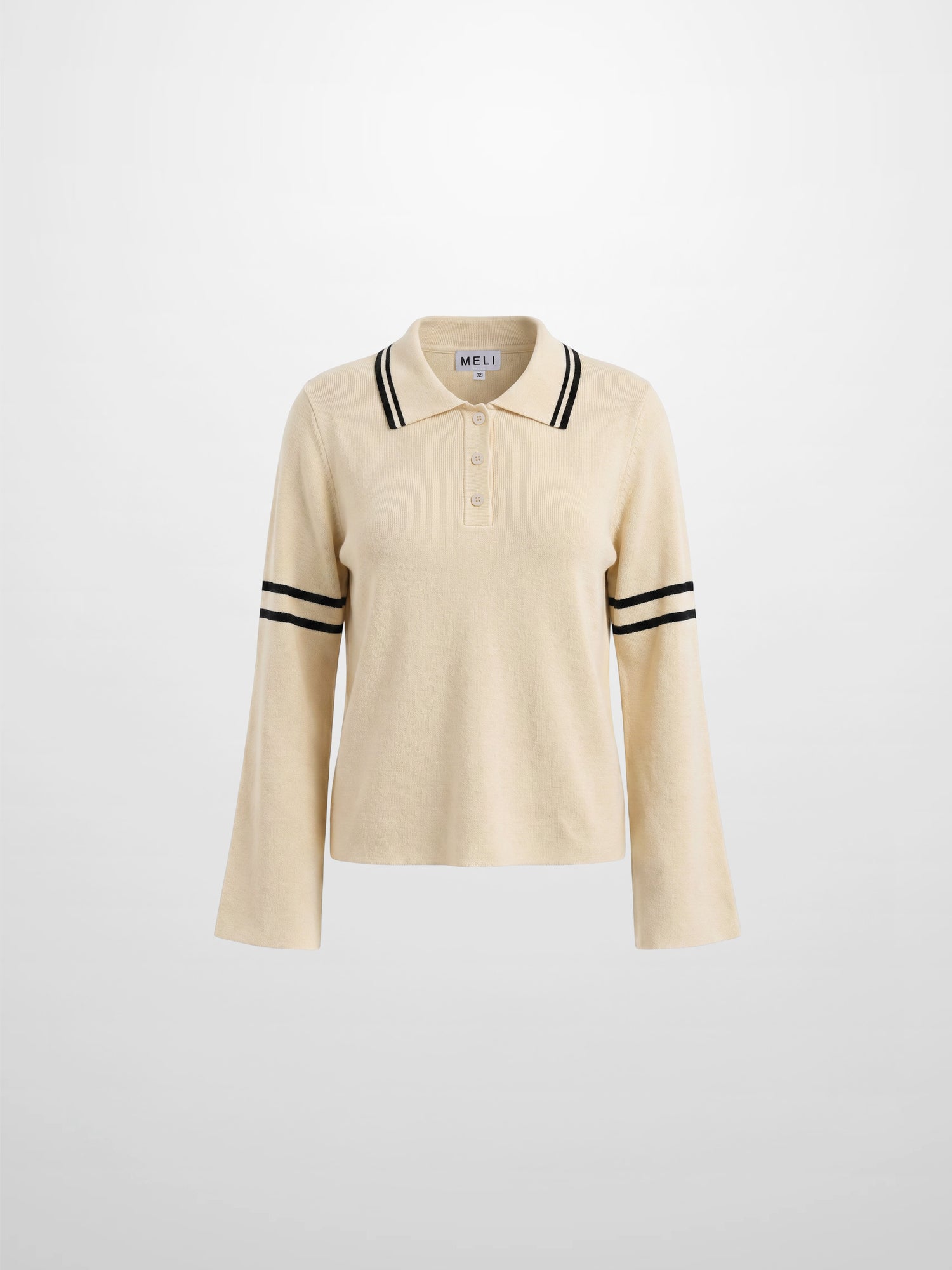Bell Sleeve Polo-Cream/Black