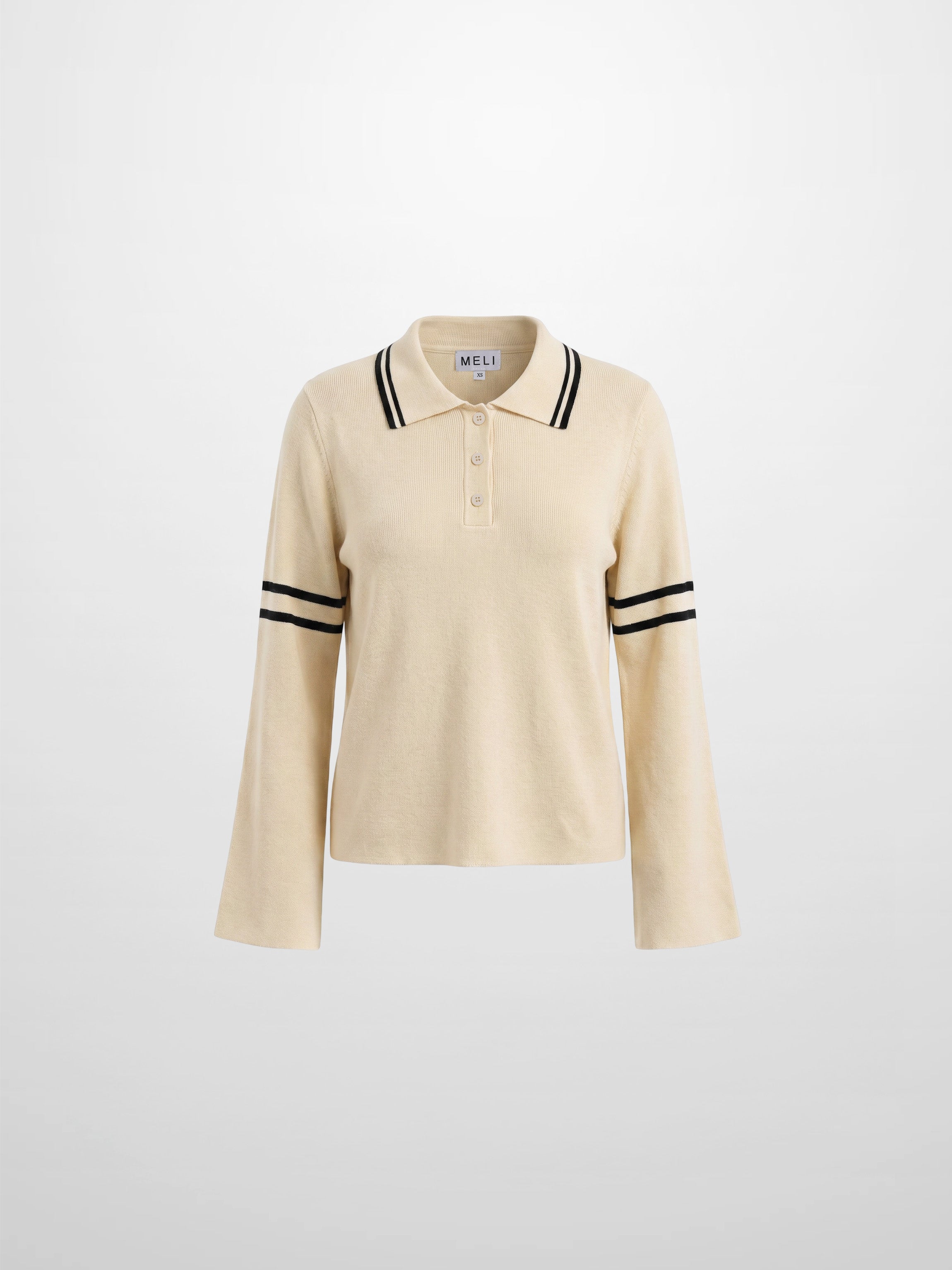 Bell Sleeve Polo-Cream/Black