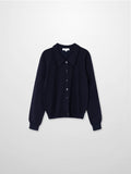 Wool Blend Collared Cardigan-Navy