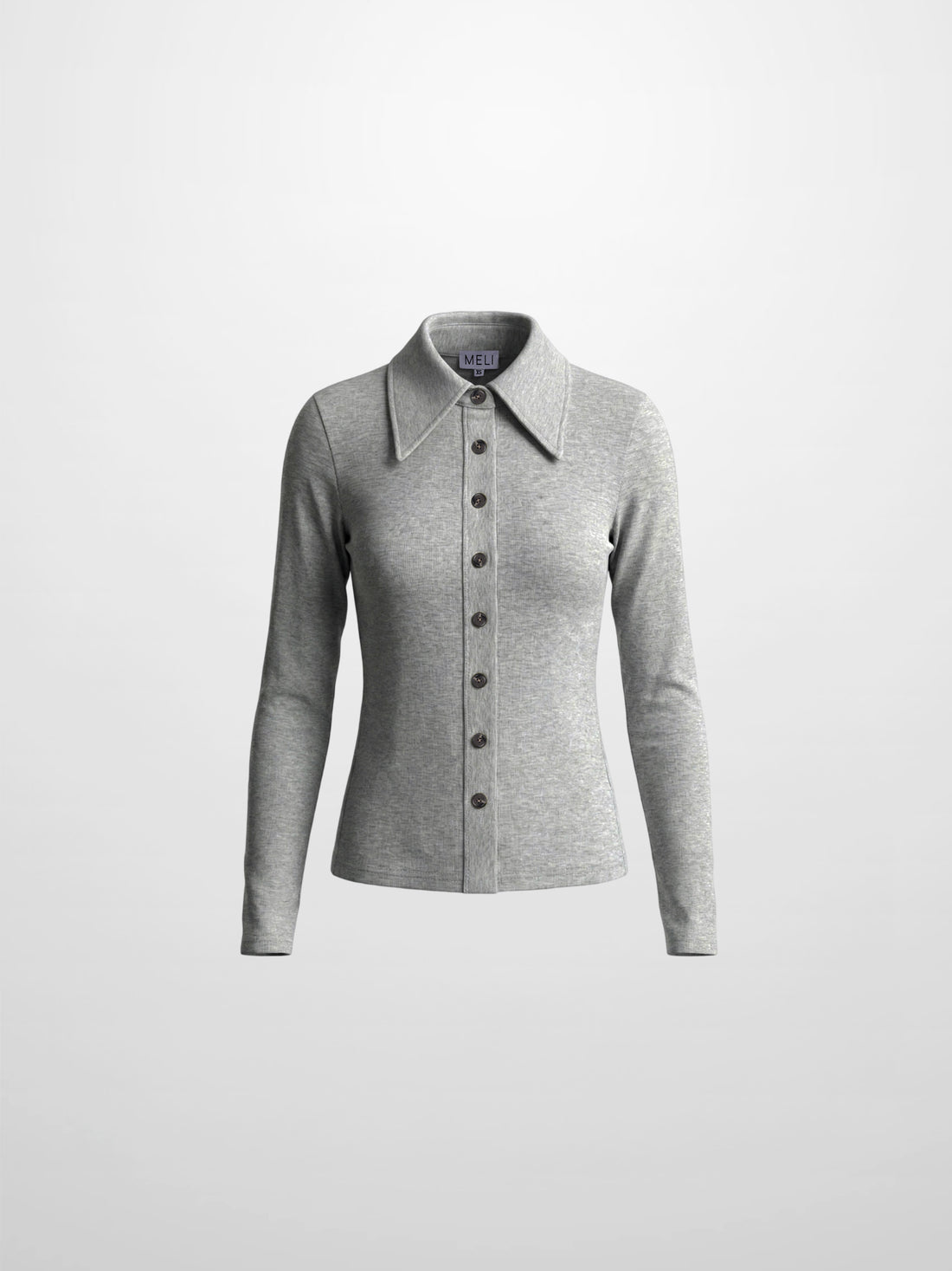 Ribbed Button Down Shirt-Heathered Grey