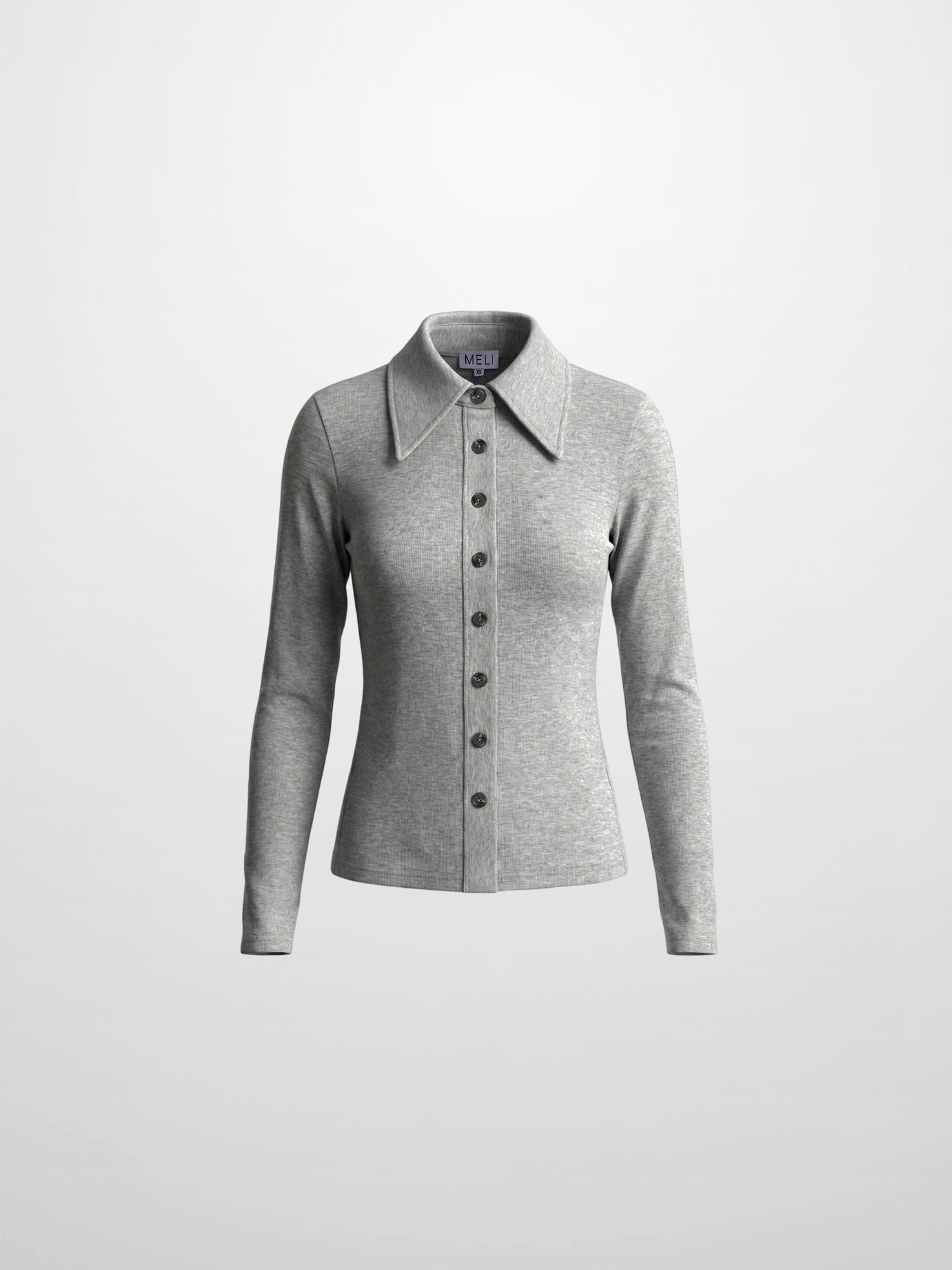 Ribbed Button Down Shirt-Heathered Grey