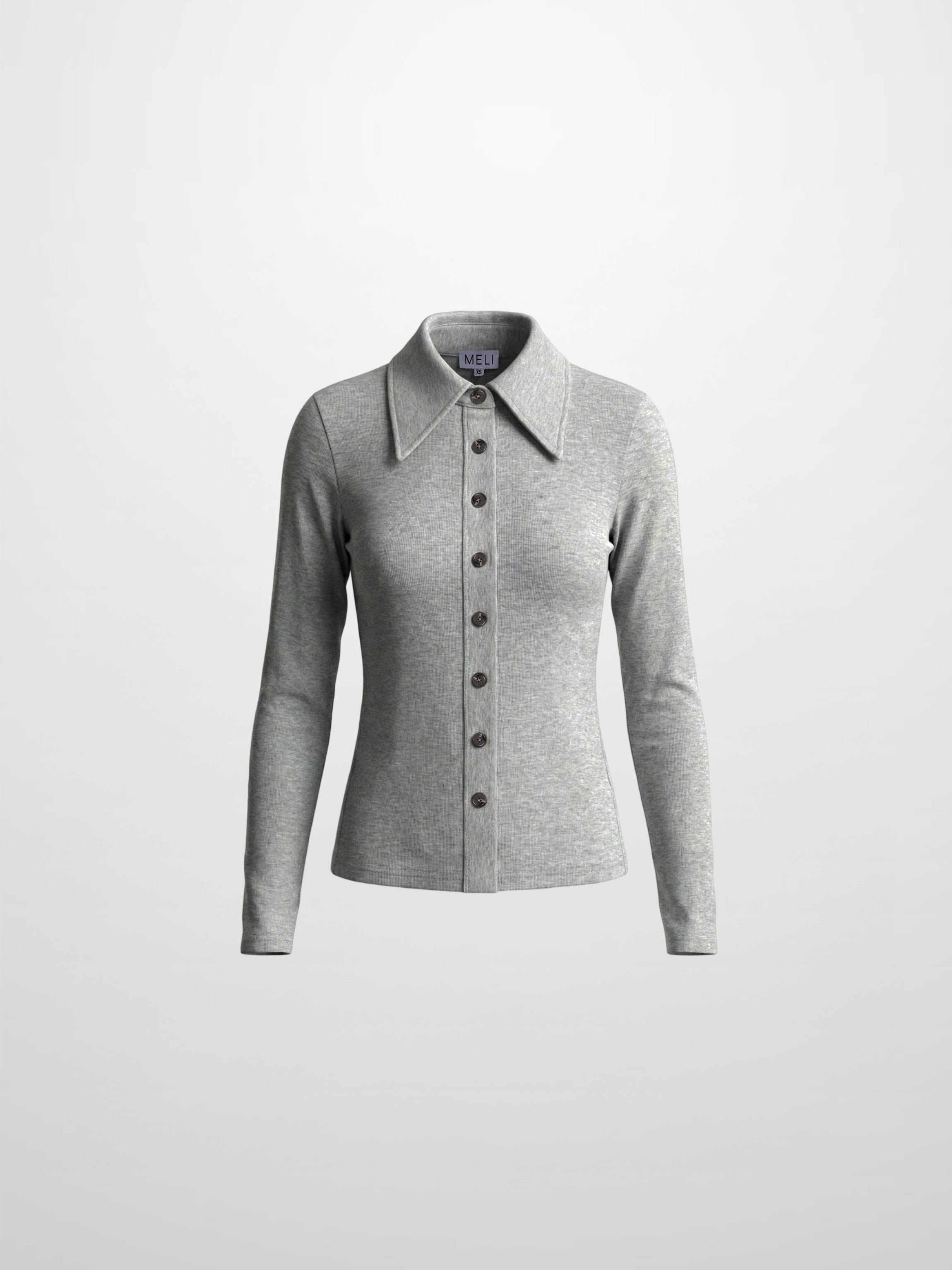 Ribbed Button Down Shirt-Heathered Grey