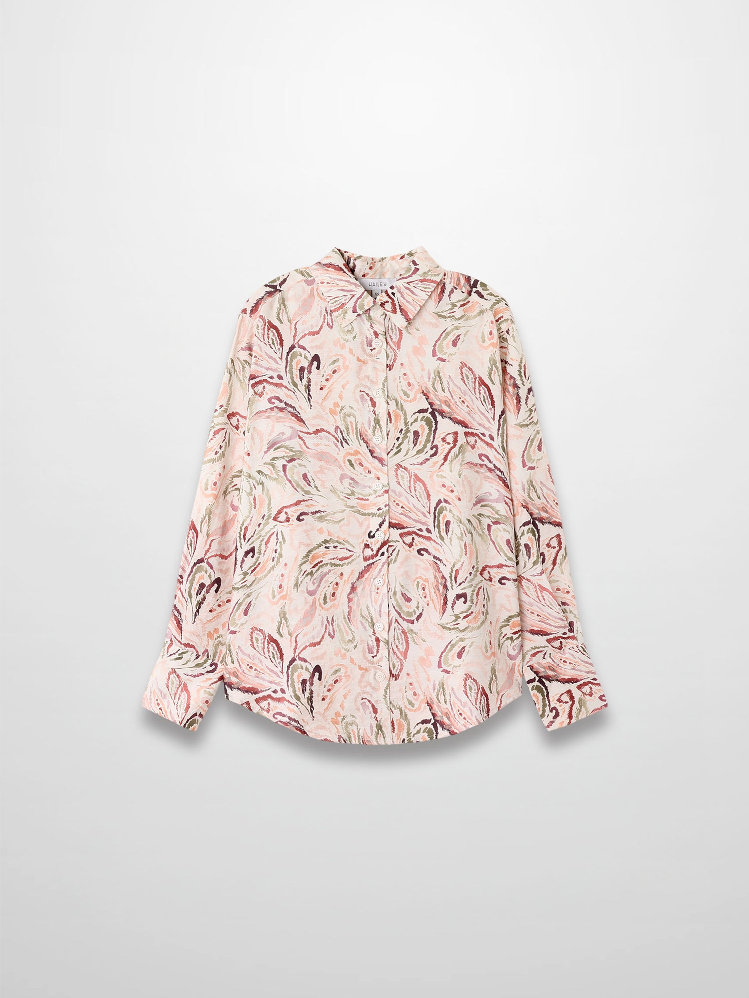 Button Down Collared Blouse-Peach Sketch