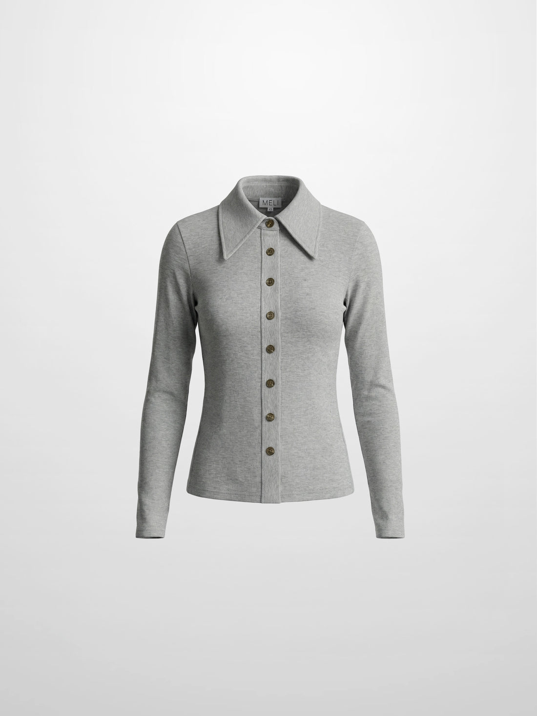 Ribbed Button Down Shirt-Heathered Grey