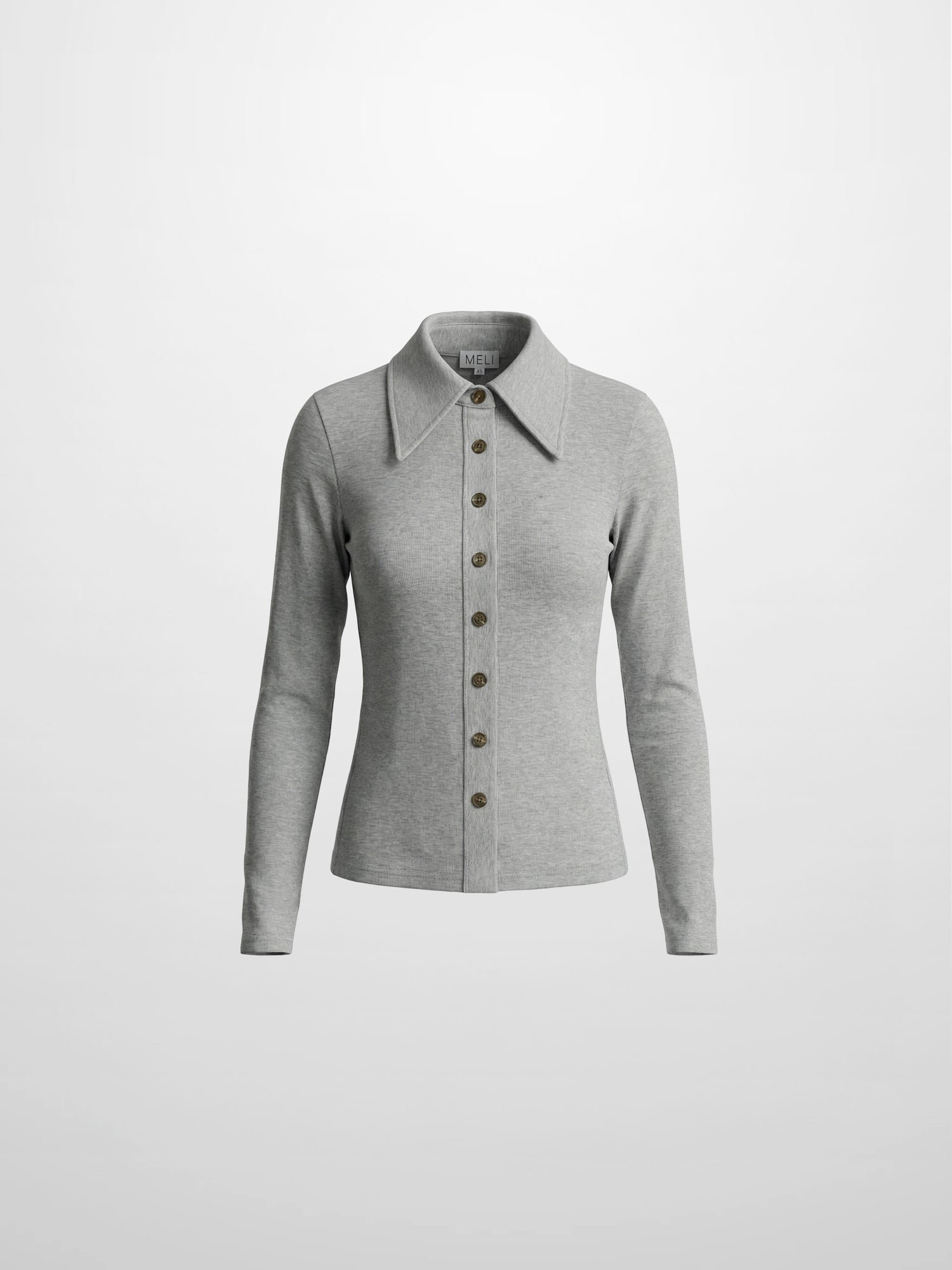 Ribbed Button Down Shirt-Heathered Grey