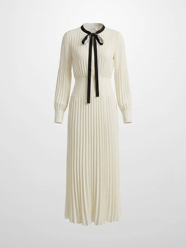 Mini Pleat Yoke Dress - Cream