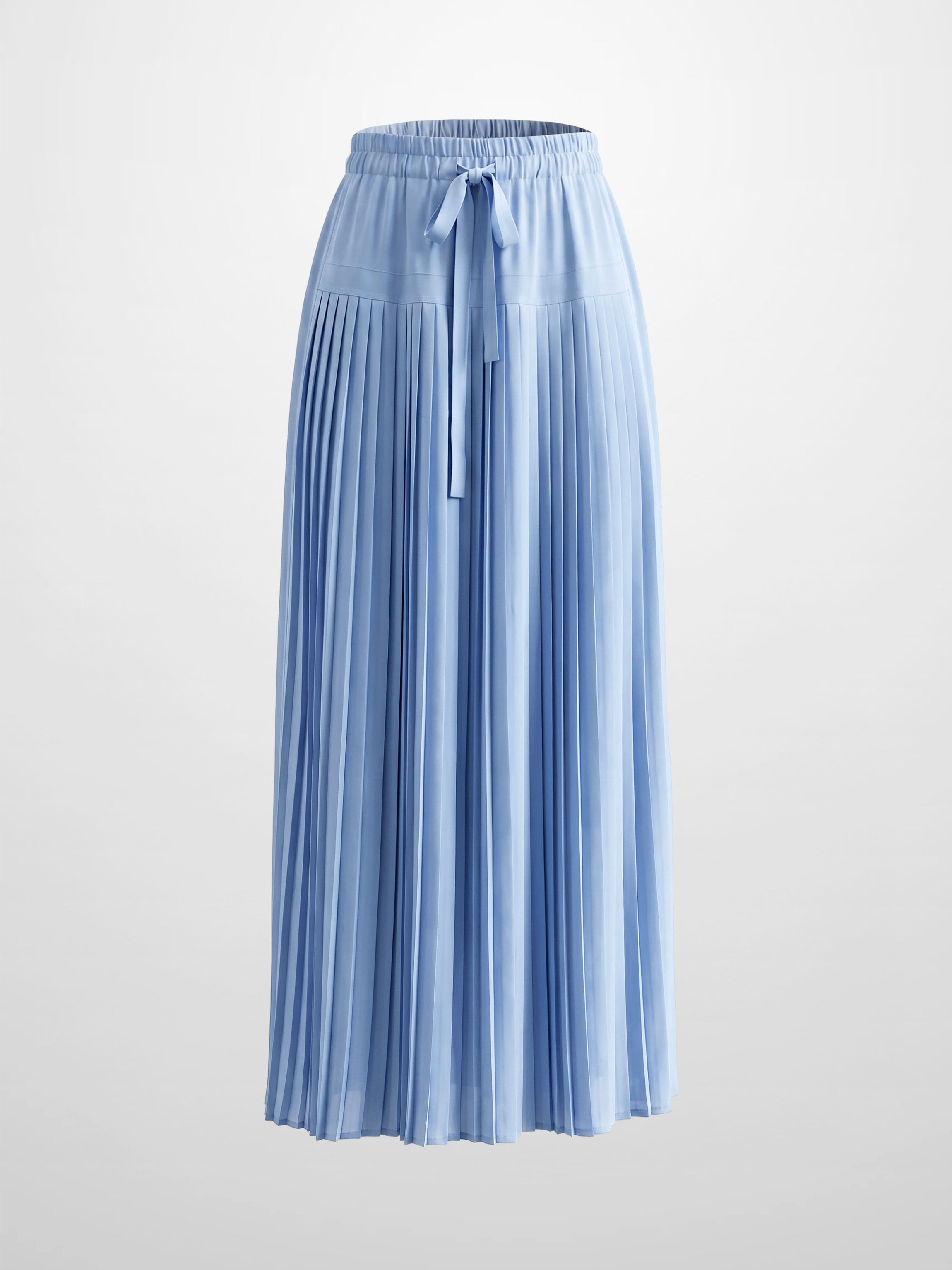 Chiffon Drop Waist Pleat Skirt-Light Blue