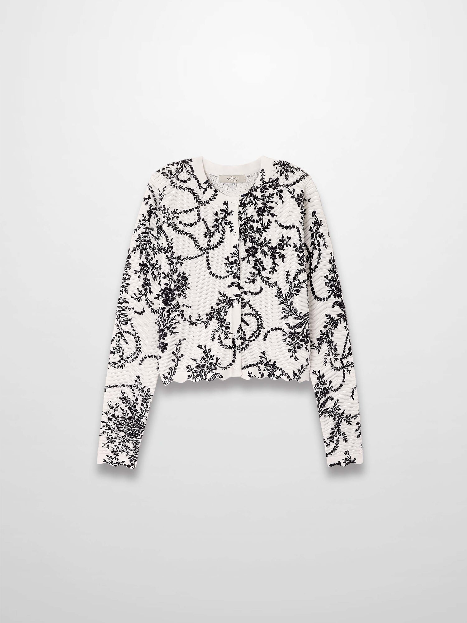 Printed Wave Cardigan-Scattered Vines