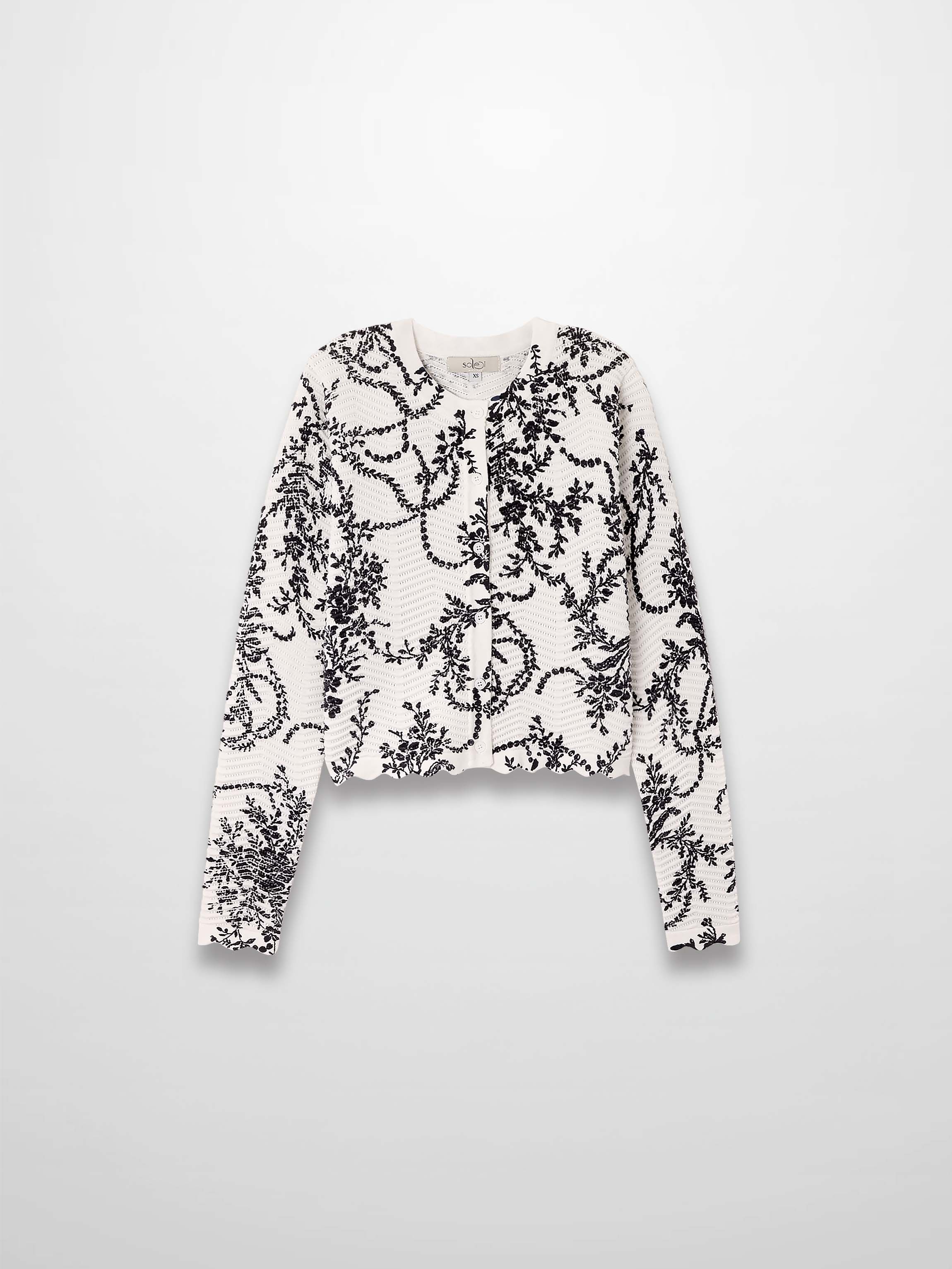 Printed Wave Cardigan-Scattered Vines