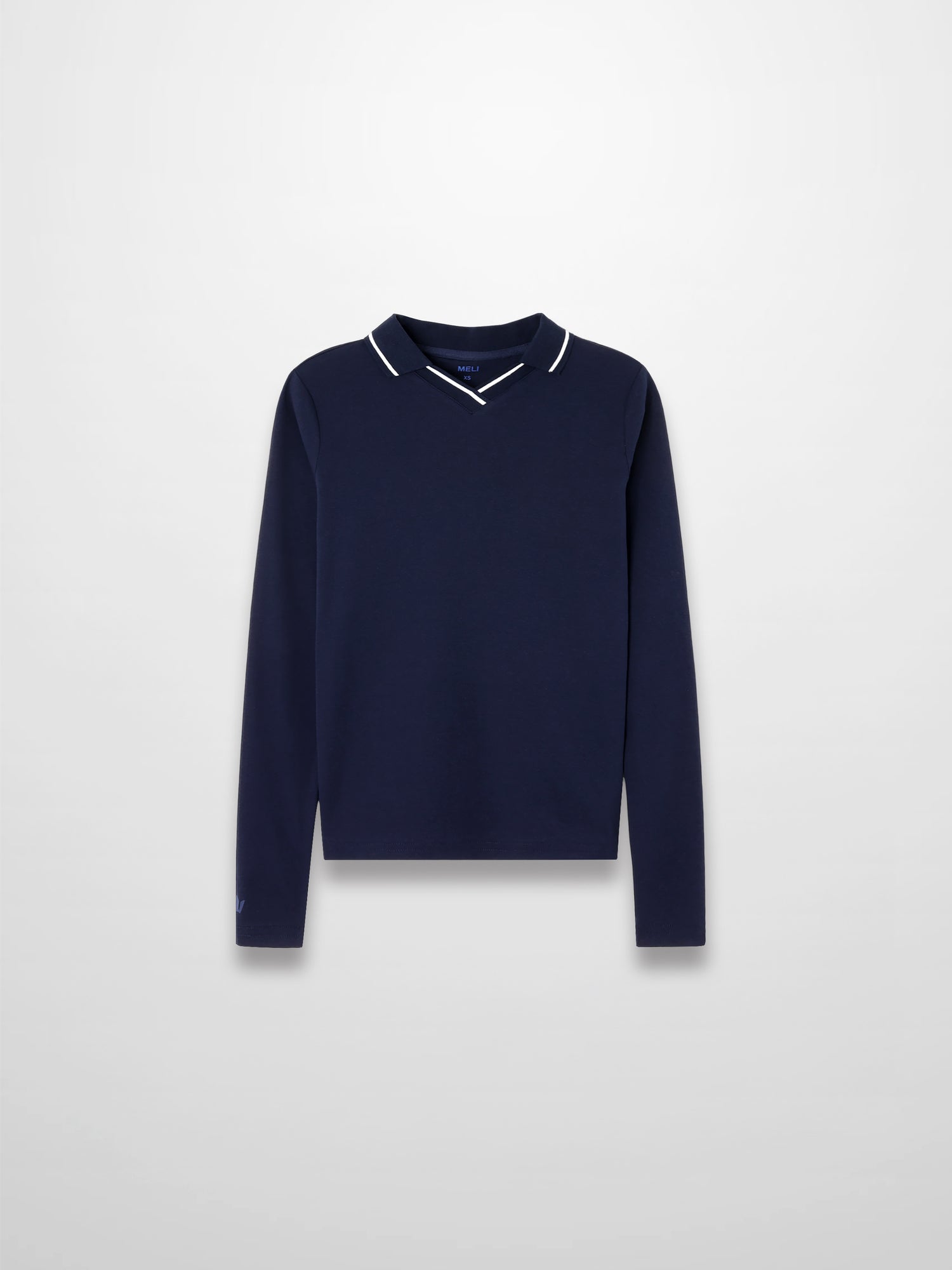 Collared High V T-Shirt-Navy