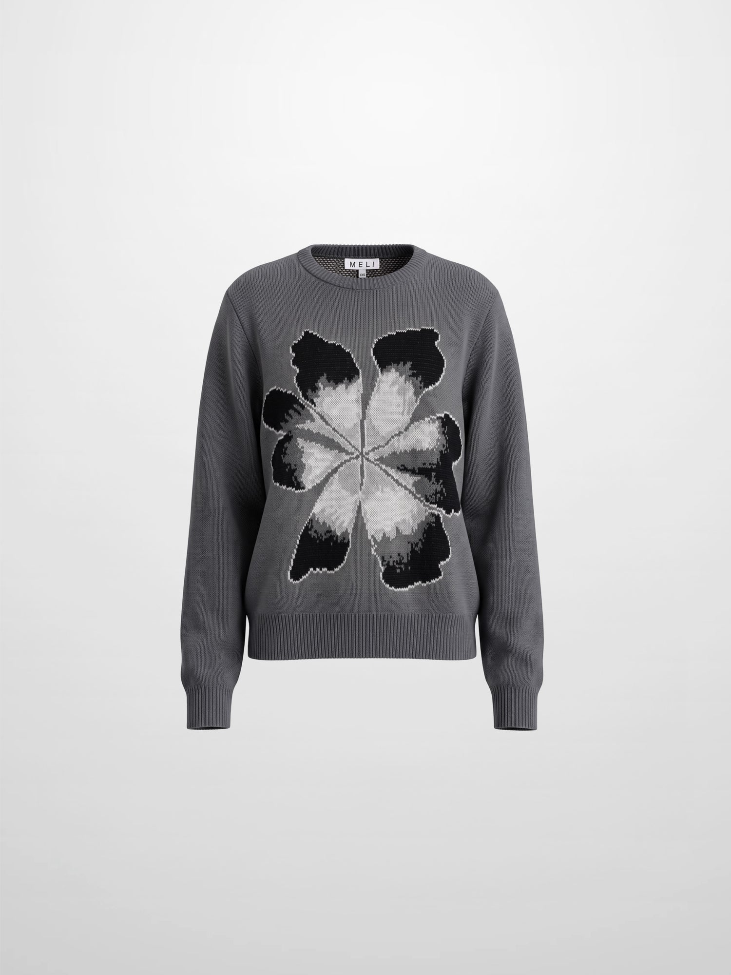 Flower Design Sweater - Grey