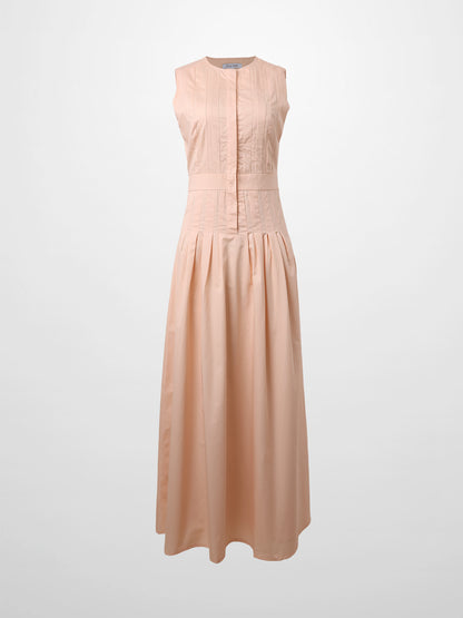 Pleated Waist Jumper-Peach