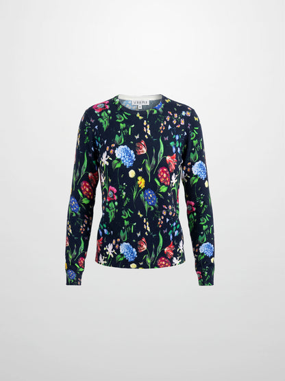 Printed Sweater-Navy Floral