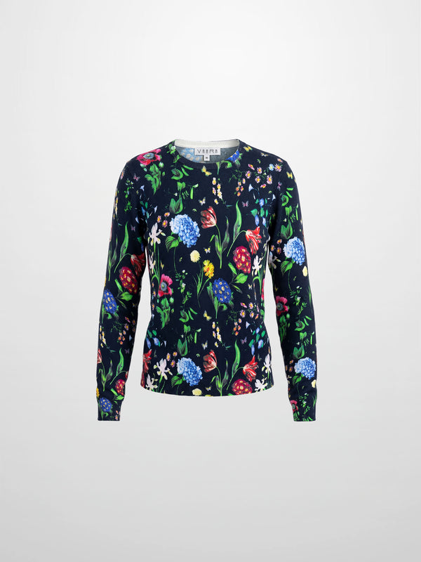 Printed Sweater-Navy Floral
