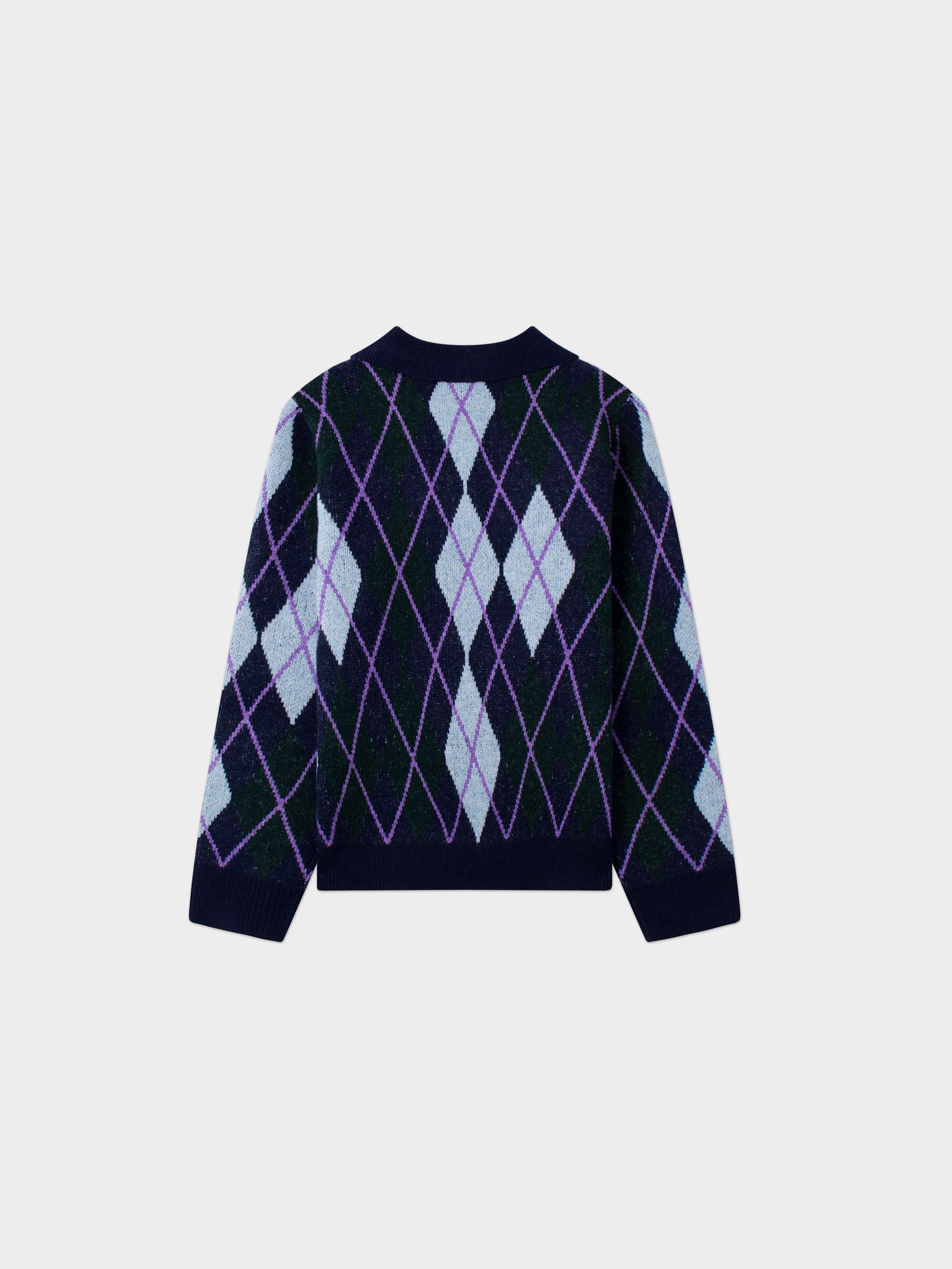 Argyle Collared Sweater-Navy