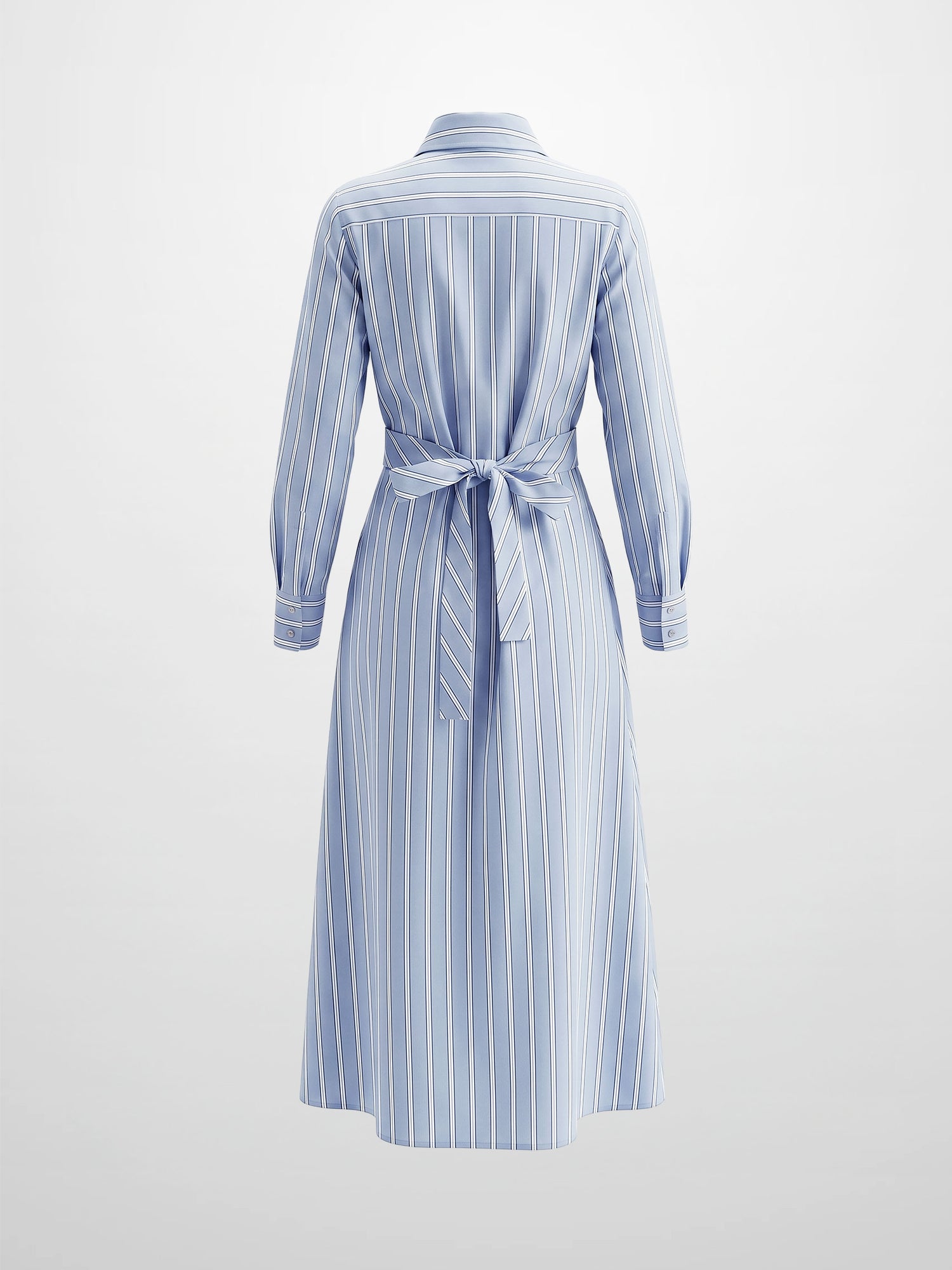 VAARA Women's Pinstripe Tie Front Shirtdress Elegant Maxi - Size 2XL