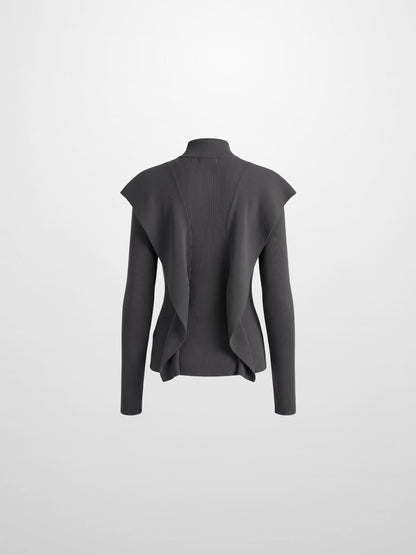 Side Ruffle Sweater - Grey