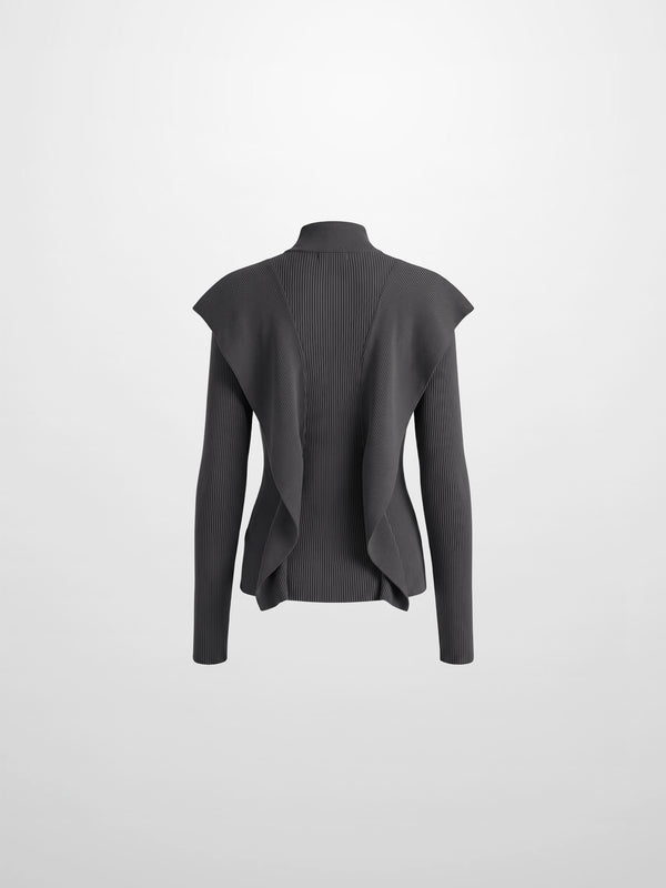 Side Ruffle Sweater - Grey