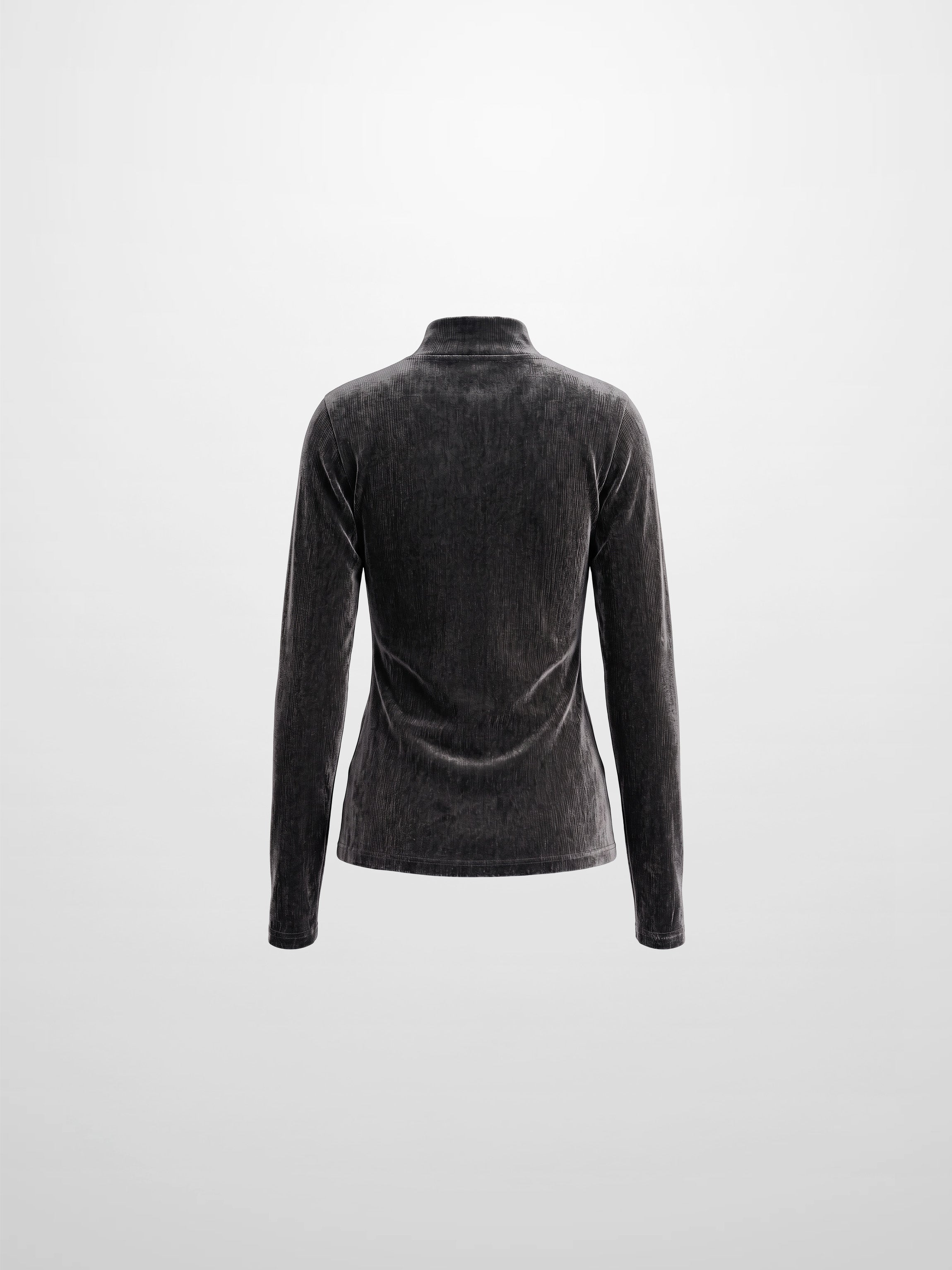 Textured Velour Turtleneck - Dark Grey