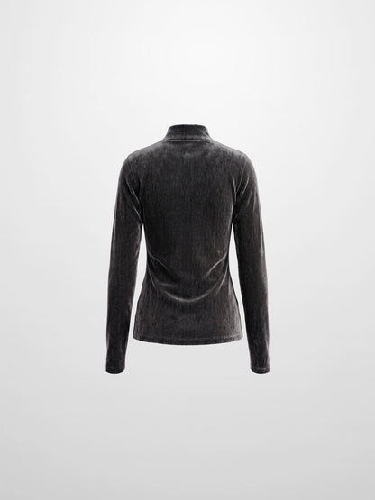 Textured Velour Turtleneck - Dark Grey