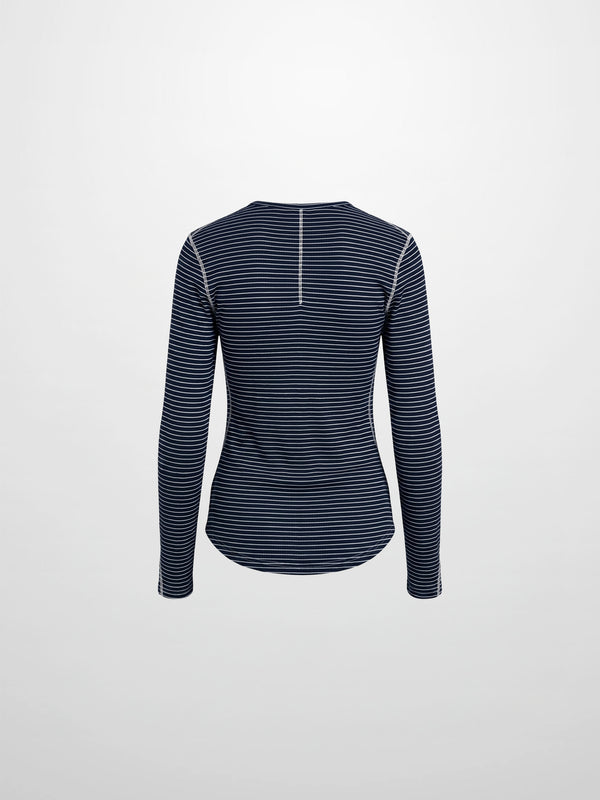 Striped Cross Stitch T-Shirt-Navy