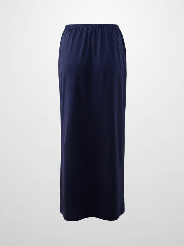 Straight Maxi Drawstring T-Shirt Skirt-Blue