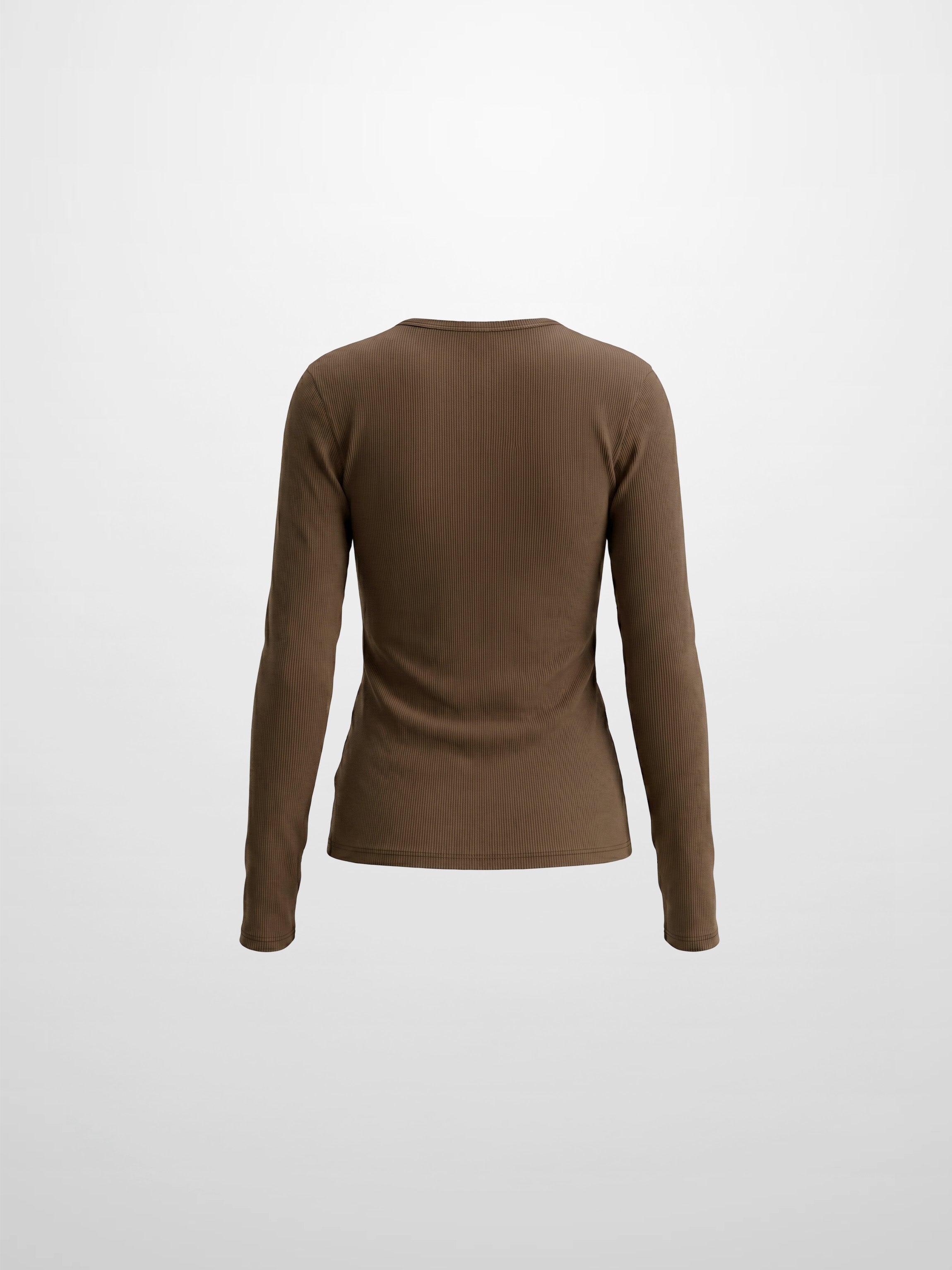 Soft Ribbed High V Tee-Mid Brown