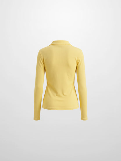 Ribbed Button Down Shirt-Butter Yellow