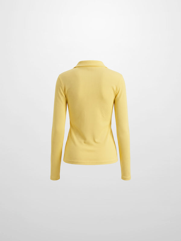Ribbed Button Down Shirt-Butter Yellow