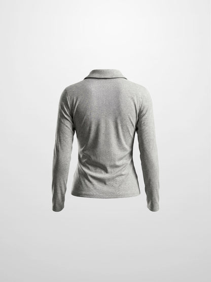Ribbed Button Down Shirt-Heathered Grey