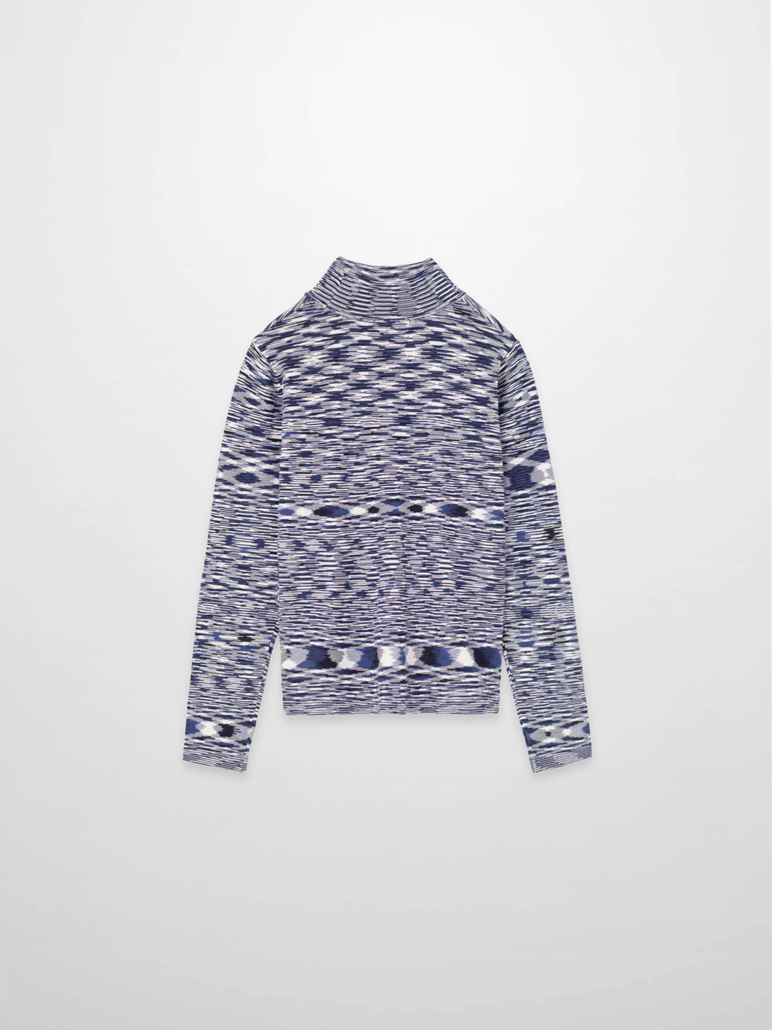 Abstract Stripe Knit Turtleneck-Navy