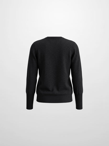 High Cuff Crew Sweater-Black