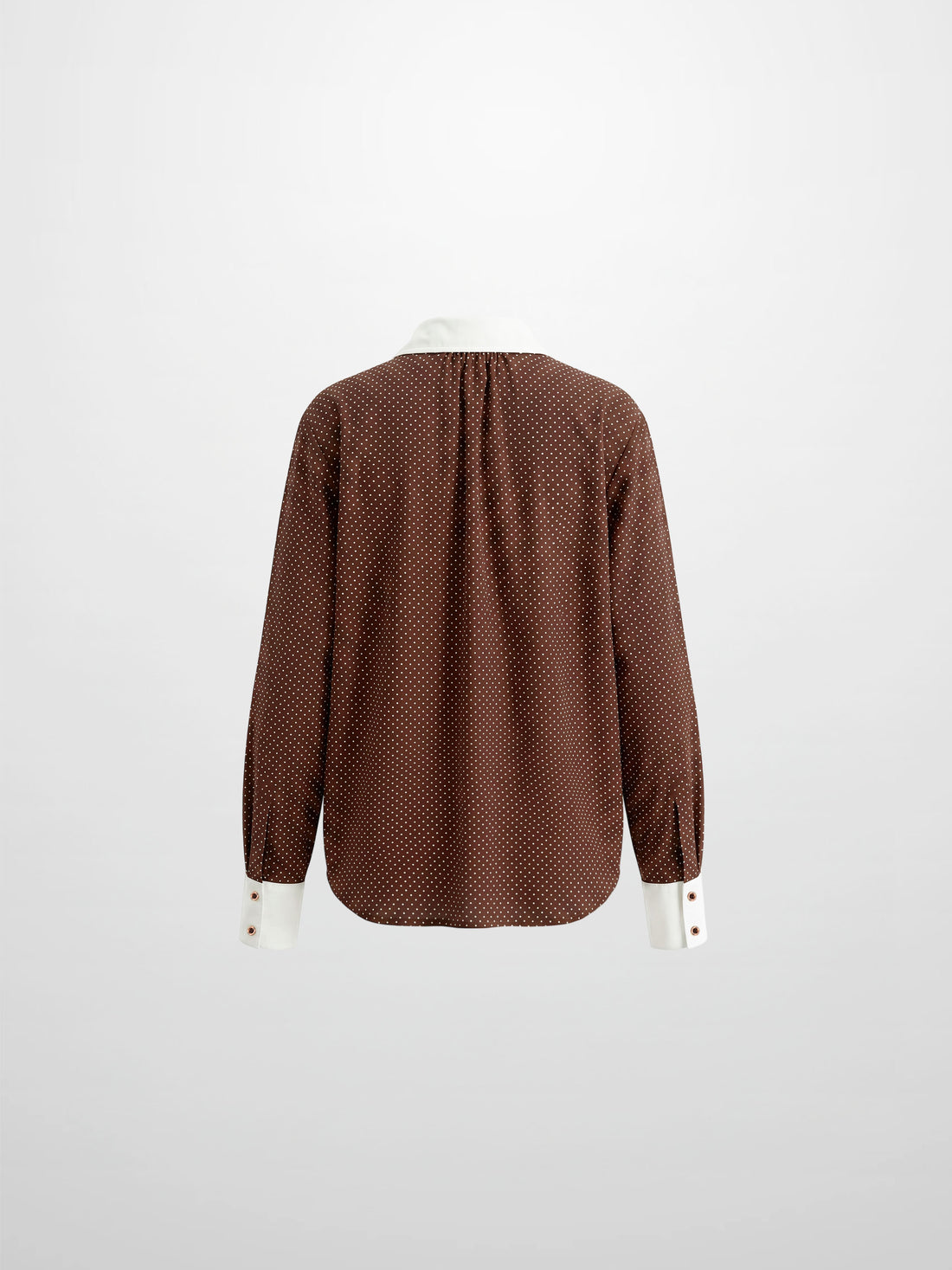 White Collar Mini Dot Shirt-Brown/White