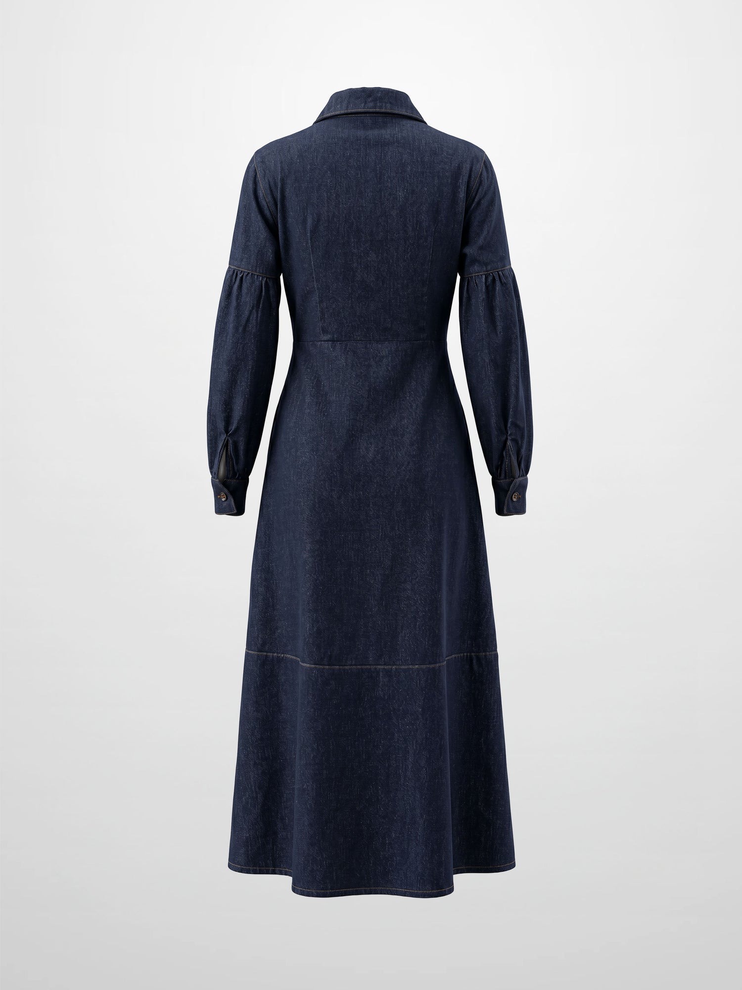 High Waisted Denim Dress - Dark Blue