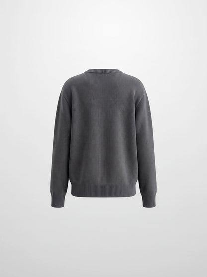 Flower Design Sweater - Grey